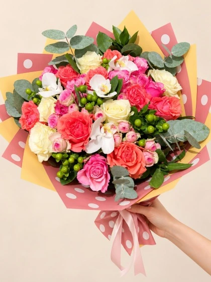 Mercan Işıltısı Gül Buketi